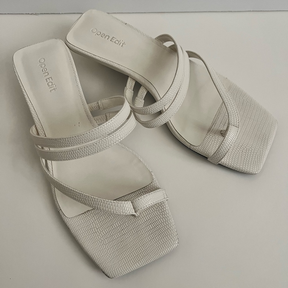 Open Edit | White kitten heel sandals